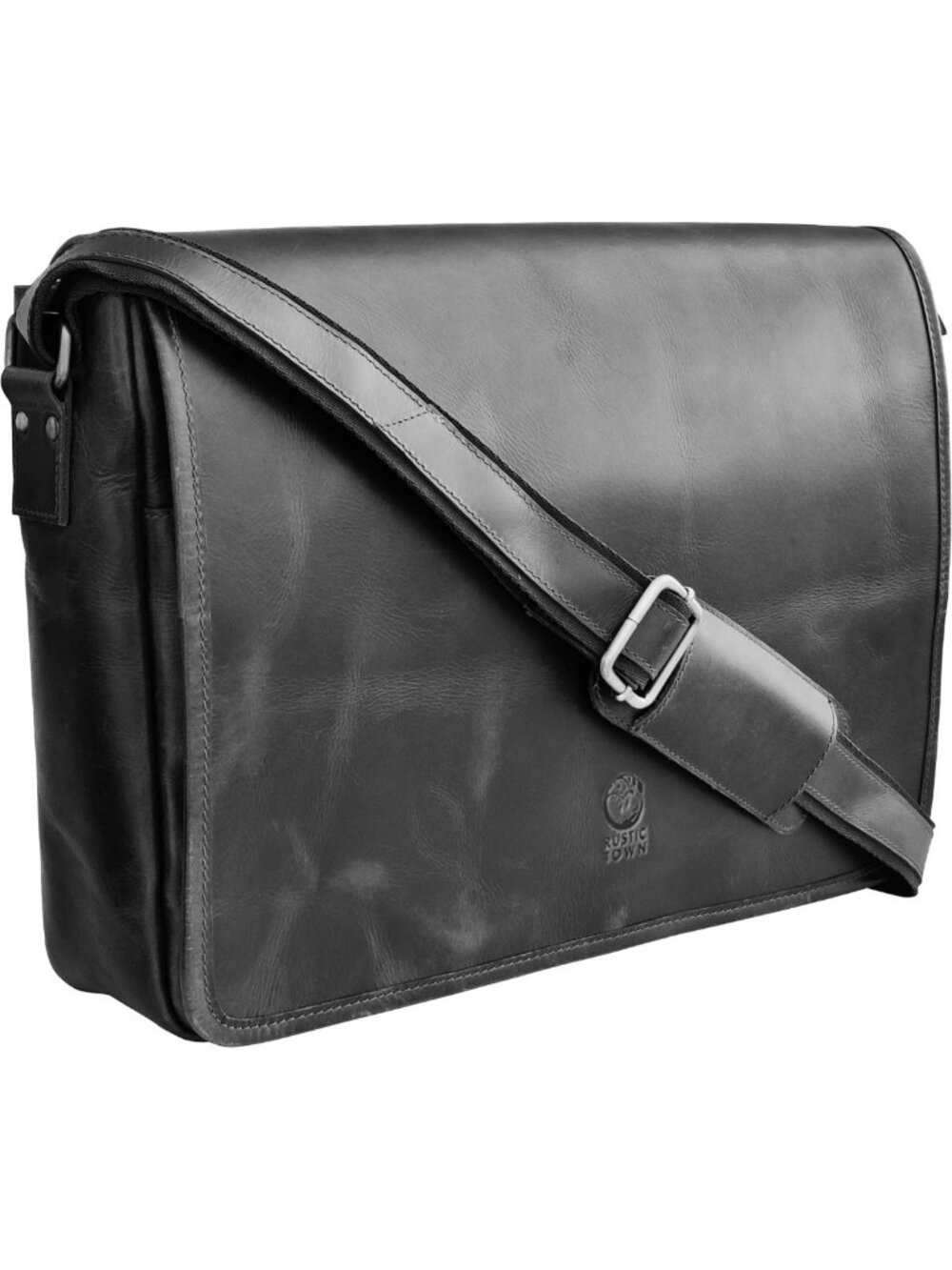 Vintage Leather Messenger Bag for Men - 16" Full Grain Laptop Satchel, Stylish